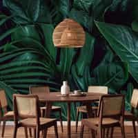 Tropical Wallpaper Mural with Dark Green Foliage 3