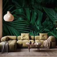 Tropical Wallpaper Mural with Dark Green Foliage 8