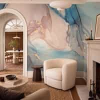 Blush Blue Alcohol Ink Marble Wallpaper Mural 2