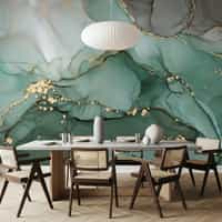 Emerald Green Alcohol Ink Marble Wallpaper Mural 2