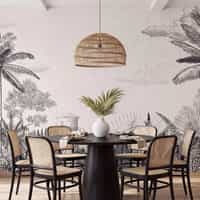 Black and White Tropical Toile Wallpaper Mural 5