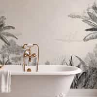 Black and White Tropical Toile Wallpaper Mural 6