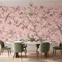 Pink Chinoiserie Blossom Wallpaper Mural 4