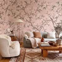 Pink Chinoiserie Blossom Wallpaper Mural 1
