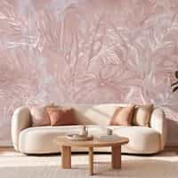 Blush Pink Tropical Leaf Wallpaper Mural 2