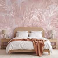 Blush Pink Tropical Leaf Wallpaper Mural 3