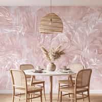 Blush Pink Tropical Leaf Wallpaper Mural 4