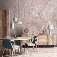 Blush Pink Tropical Leaf Wallpaper Mural 1