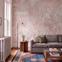 Blush Pink Tropical Leaf Wallpaper Mural 6