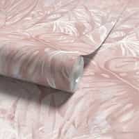 Blush Pink Tropical Leaf Wallpaper Mural 8