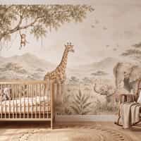 Watercolor Safari Nursery Wallpaper Mural 3