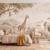 Watercolor Safari Nursery Wallpaper Mural 4