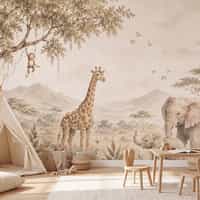 Watercolor Safari Nursery Wallpaper Mural 5
