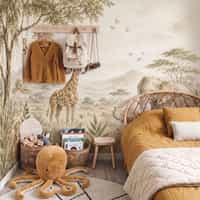 Watercolor Safari Nursery Wallpaper Mural 1