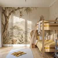 Watercolor Safari Nursery Wallpaper Mural 6