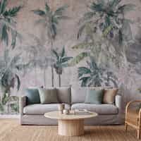 Teal Green Palm Tree Wallpaper Mural 2