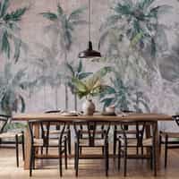 Teal Green Palm Tree Wallpaper Mural 4