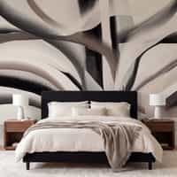 Black and Cream Abstract Brushstroke Wallpaper Mural 2