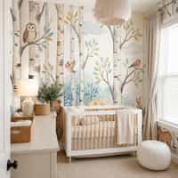 Woodland Animals Birch Forest Wallpaper Mural 4