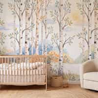 Watercolor Birch Forest Wallpaper Mural 2