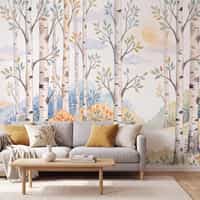 Watercolor Birch Forest Wallpaper Mural 3