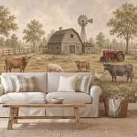 Vintage Farm Animal Wallpaper Mural 2