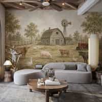 Vintage Farm Animal Wallpaper Mural 5
