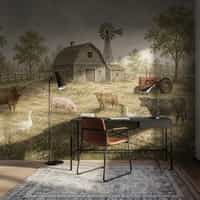 Vintage Farm Animal Wallpaper Mural 6