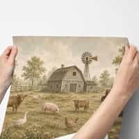 Vintage Farm Animal Wallpaper Mural 7