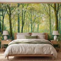 Nature Wallpaper Mural with Sunlit Forest Trees 4