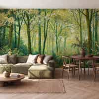 Nature Wallpaper Mural with Sunlit Forest Trees 2