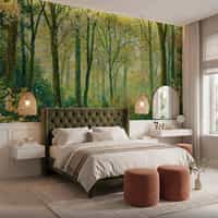 Nature Wallpaper Mural with Sunlit Forest Trees 7