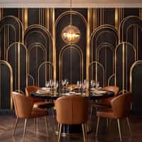 Art Deco Black Wallpaper Mural with Gold Arches 3