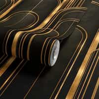 Art Deco Black Wallpaper Mural with Gold Arches 7