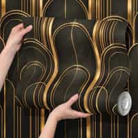 Art Deco Black Wallpaper Mural with Gold Arches 8