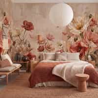 Romantic Wallpaper Mural with Oil Painted Poppies 4