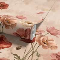 Romantic Wallpaper Mural with Oil Painted Poppies 7