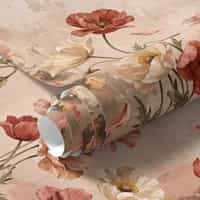 Romantic Wallpaper Mural with Oil Painted Poppies 8