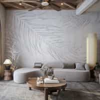 Pale Grey Palm Leaf Wallpaper Mural 4