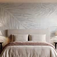 Pale Grey Palm Leaf Wallpaper Mural 2
