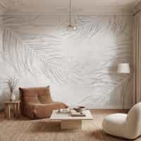 Pale Grey Palm Leaf Wallpaper Mural 6