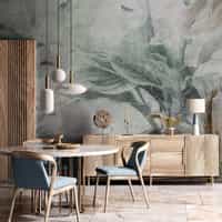 Nature Wallpaper Mural with Sage Botanical Leaves 1