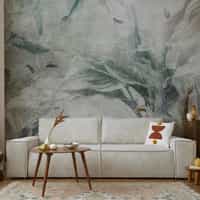 Nature Wallpaper Mural with Sage Botanical Leaves 4