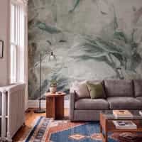 Nature Wallpaper Mural with Sage Botanical Leaves 6
