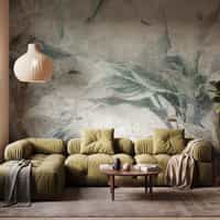 Nature Wallpaper Mural with Sage Botanical Leaves 7