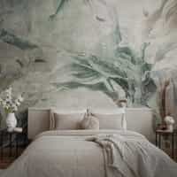 Nature Wallpaper Mural with Sage Botanical Leaves 8