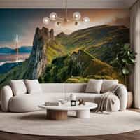 Alpine Mountain Wallpaper Mural at Sunrise 1
