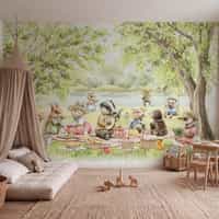 Woodland Animal Picnic Wallpaper 1
