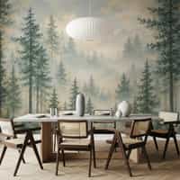 Misty Conifer Forest Wallpaper Mural New 7