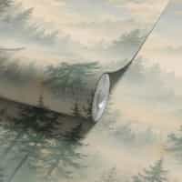 Misty Conifer Forest Wallpaper Mural New 10
